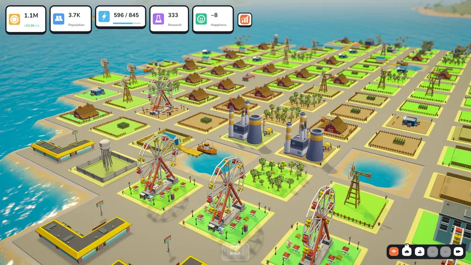 The happiness overlay: two coal plants in a brown ring, a park green beside them
