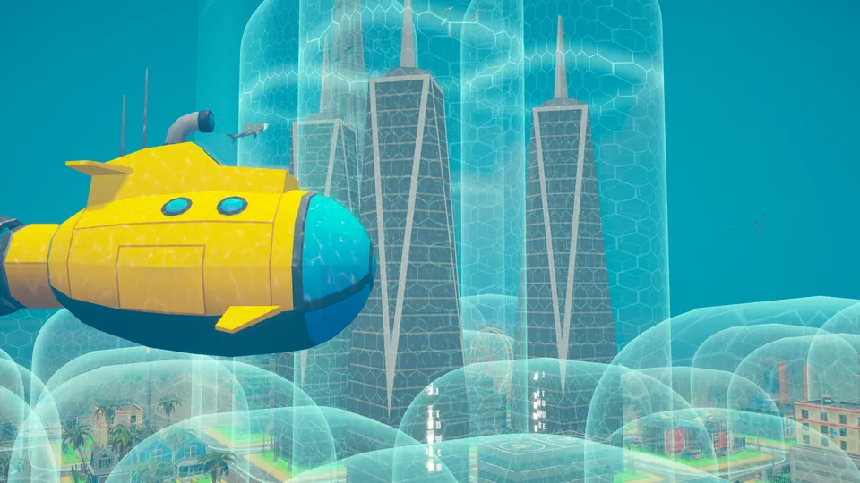 The submarine between the domes